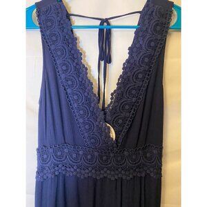 New NWT Sweet Lovely Womens Boutique Dress Long Maxi‎ Navy Size Medium 12